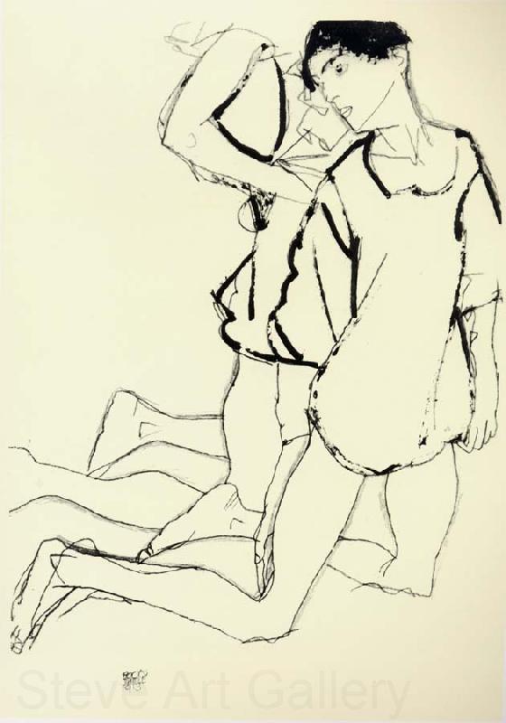 Egon Schiele Two Kneeling Figures France oil painting art